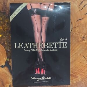 Honey Birdette Black Leatherette Thigh Highs New Never use Size M